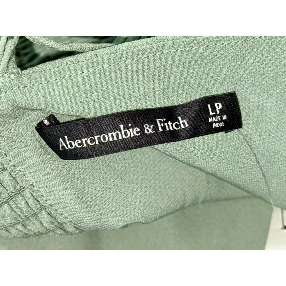 NWT Abercrombie & Fitch Green Sleeveless V-Neck Long Maxi Dress Womens Size L P
